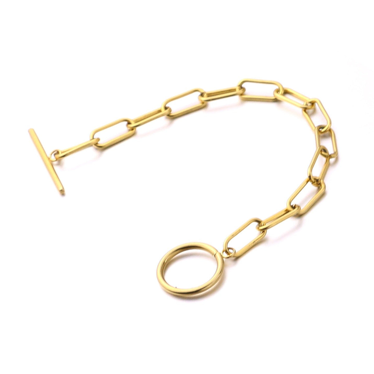 Millie – T-Bar Armband mit rechteckigen goldenen Gliedern