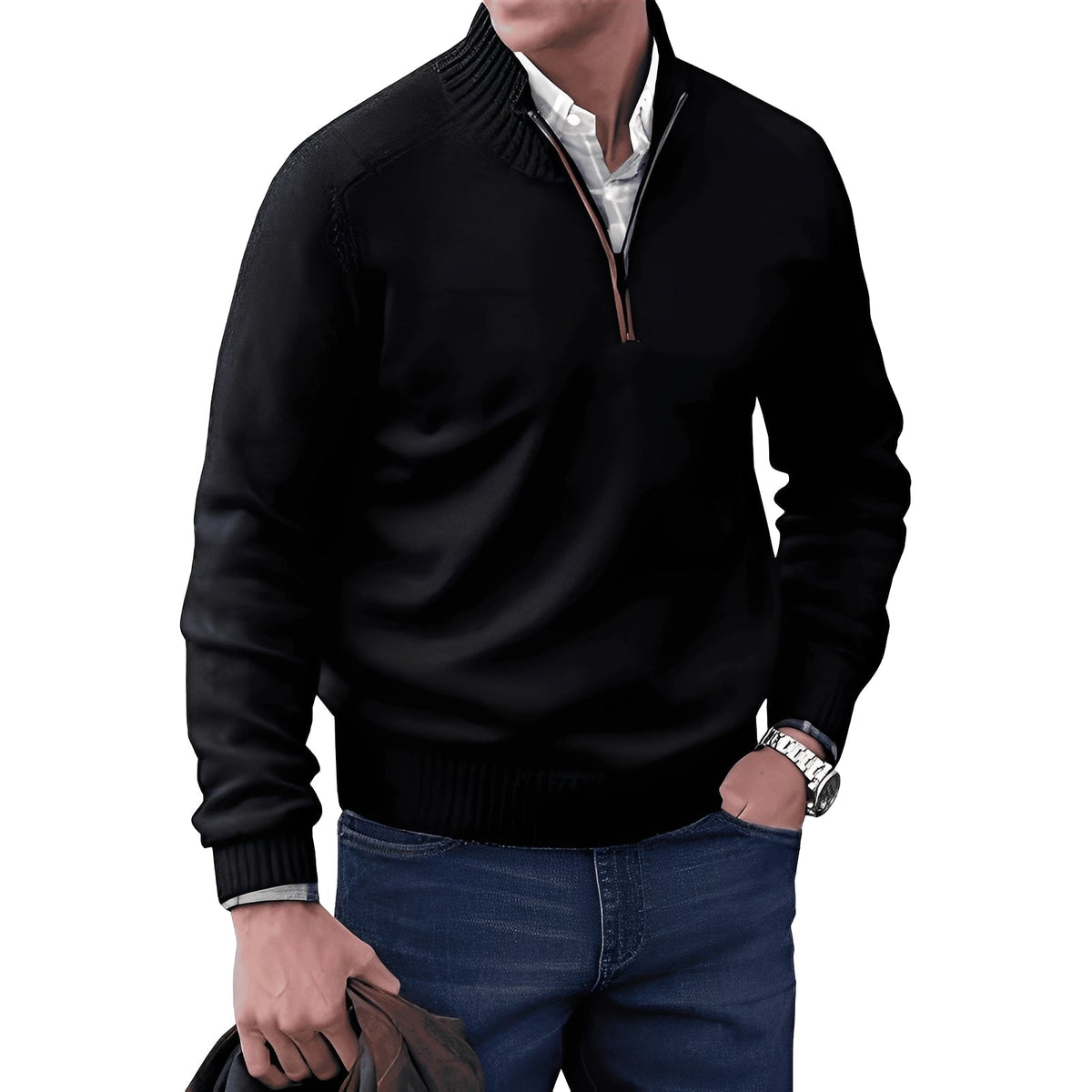 Kian - Stilvoller Herrenpullover mit funktionalem Reißverschluss