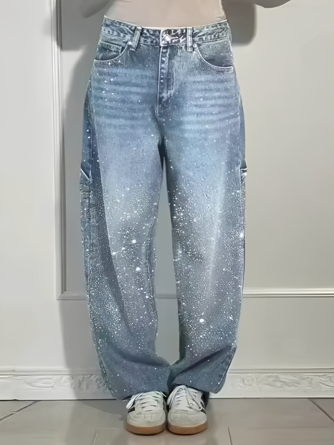 Sami - Modische Glitzer-Jeans mit weitem Bein