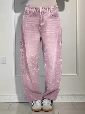 Sami - Modische Glitzer-Jeans mit weitem Bein
