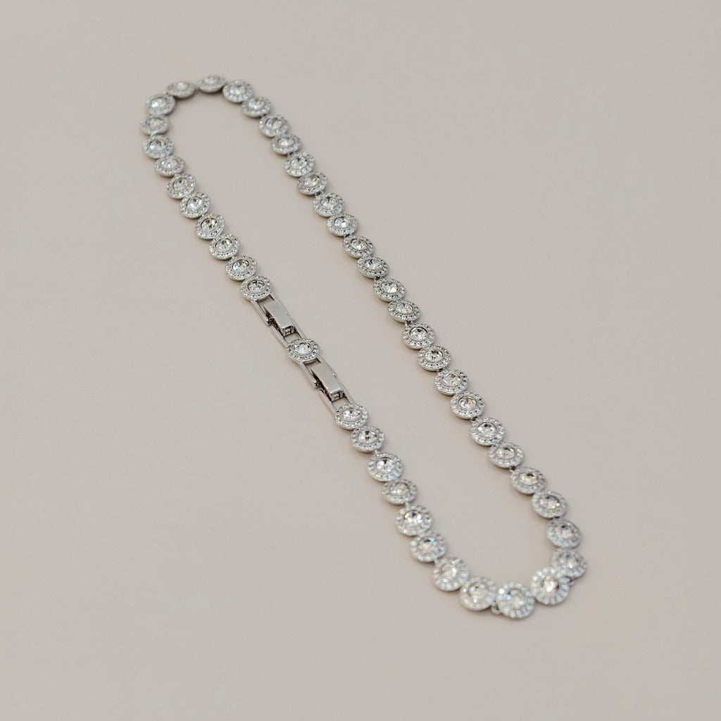 Victoria – Halskette und Armband mit schimmerndem runden Knopf