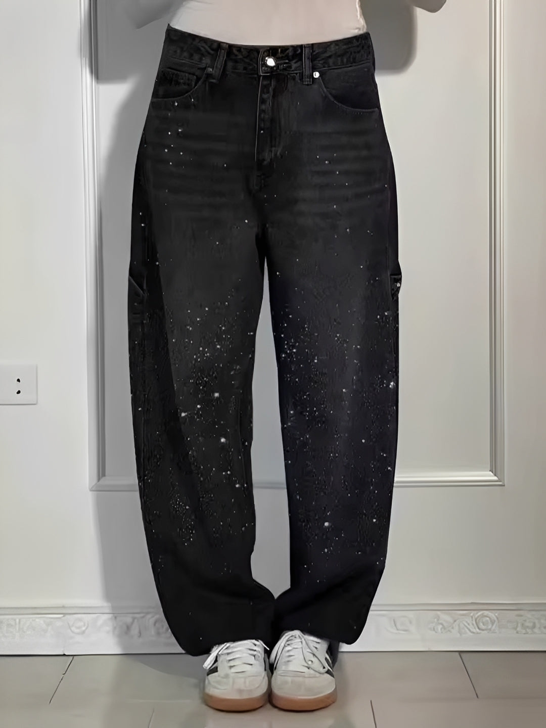 Sami - Modische Glitzer-Jeans mit weitem Bein