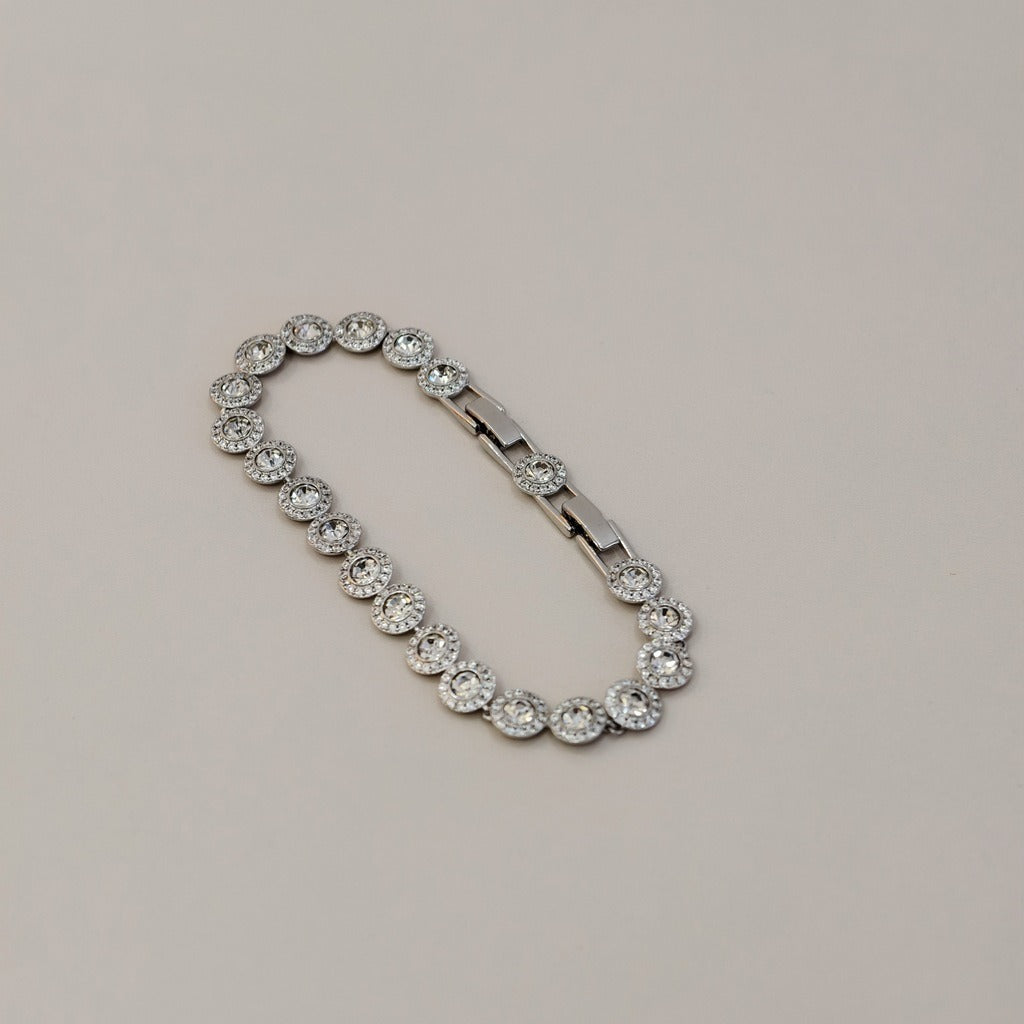 Victoria – Halskette und Armband mit schimmerndem runden Knopf