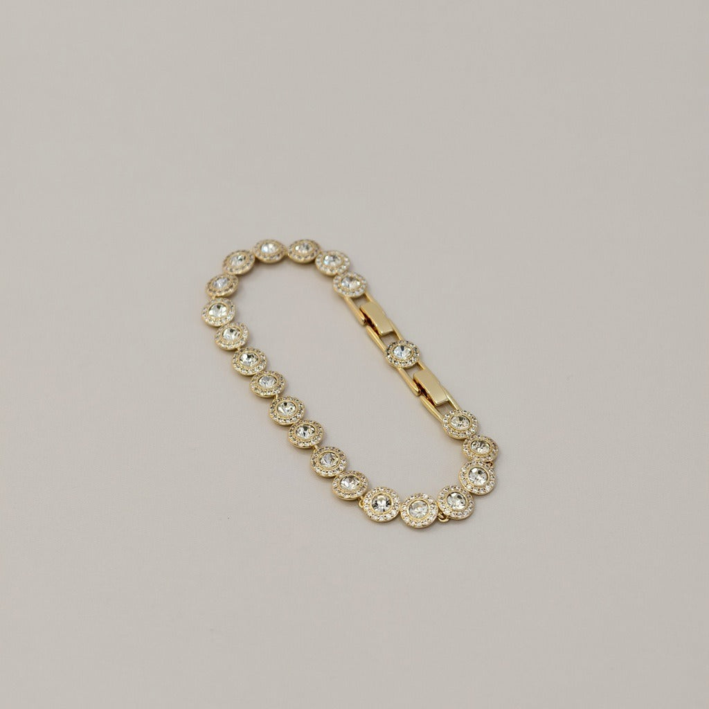Victoria – Halskette und Armband mit schimmerndem runden Knopf