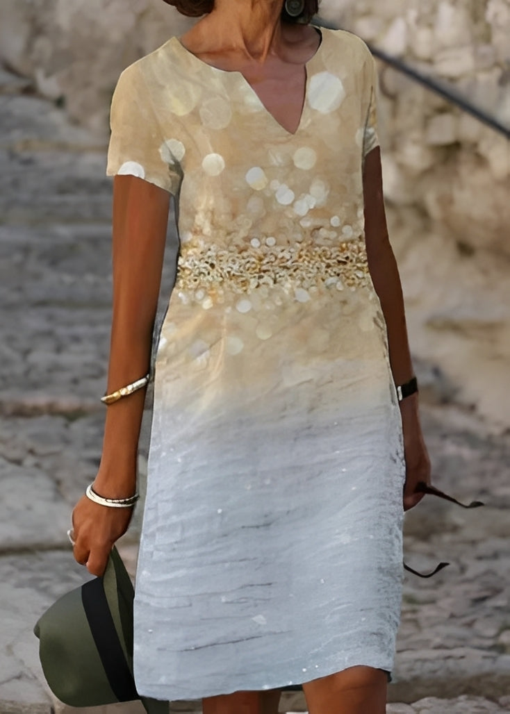Kristina - Elegantes, blumiges Kurzarmkleid für Damen