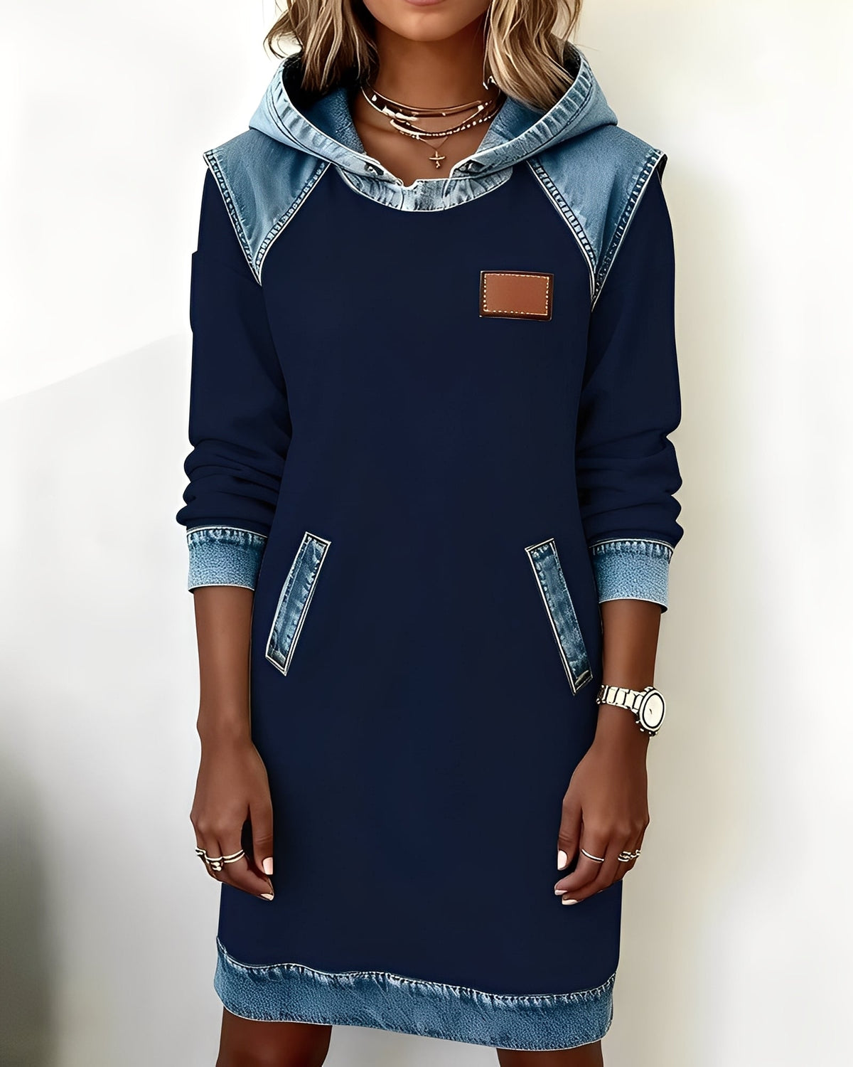 Catherine - Modernes Kapuzenkleid mit Taschen für Damen
