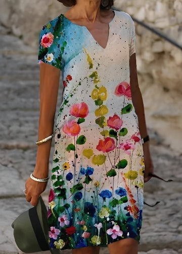 Kristina - Elegantes, blumiges Kurzarmkleid für Damen