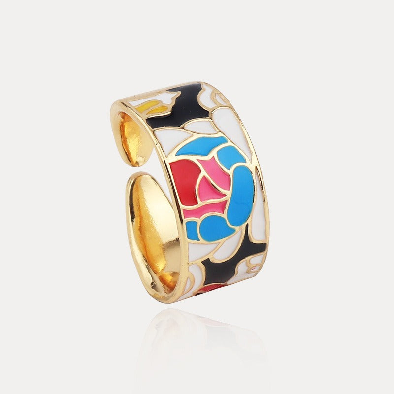 Kamille – Großer Camille-Ring mit blauem Blattdesign