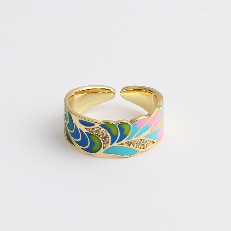 Kamille – Großer Camille-Ring mit blauem Blattdesign