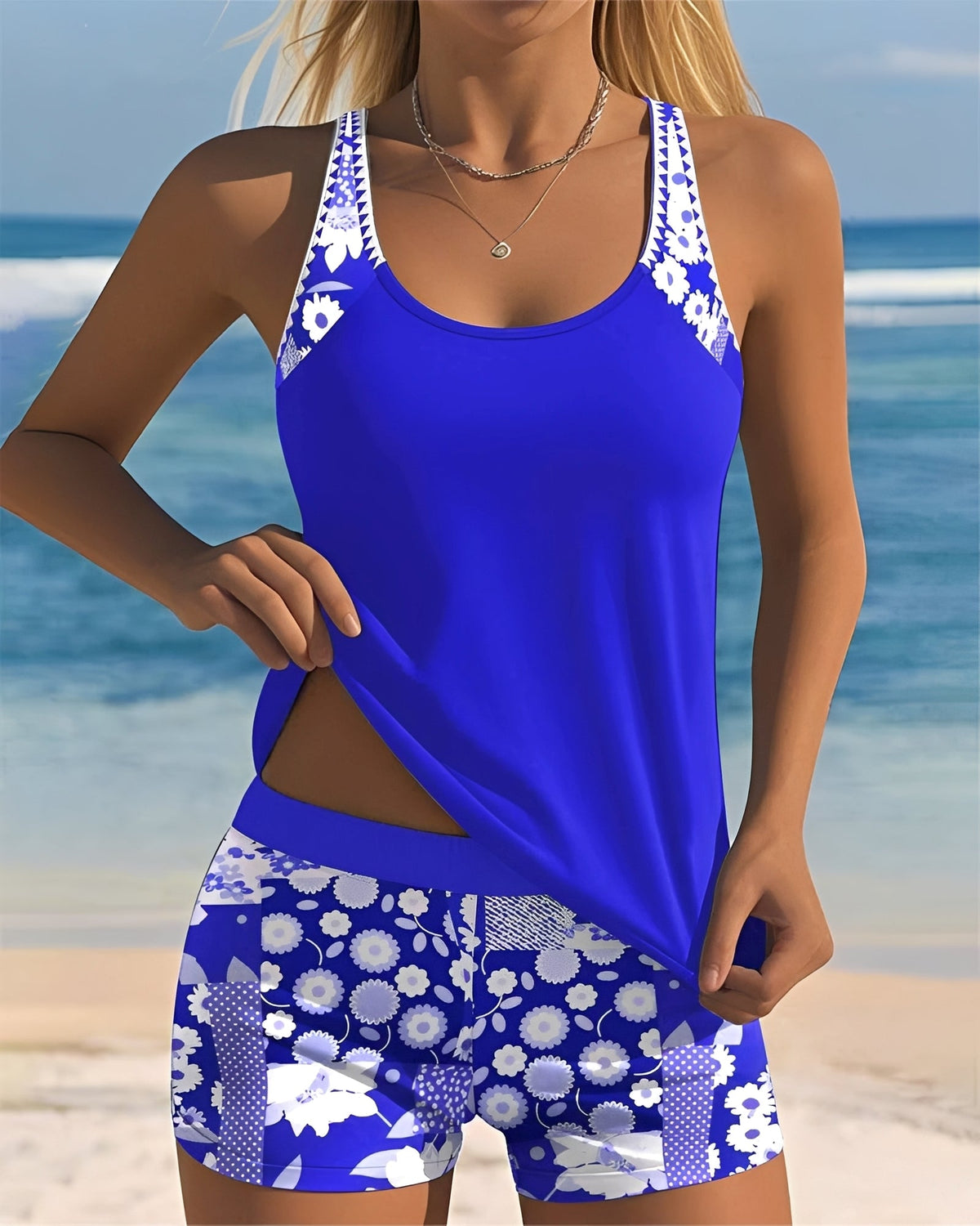 Annie - Stilvolles Tankini-Badeanzug-Set mit Muster für Frauen
