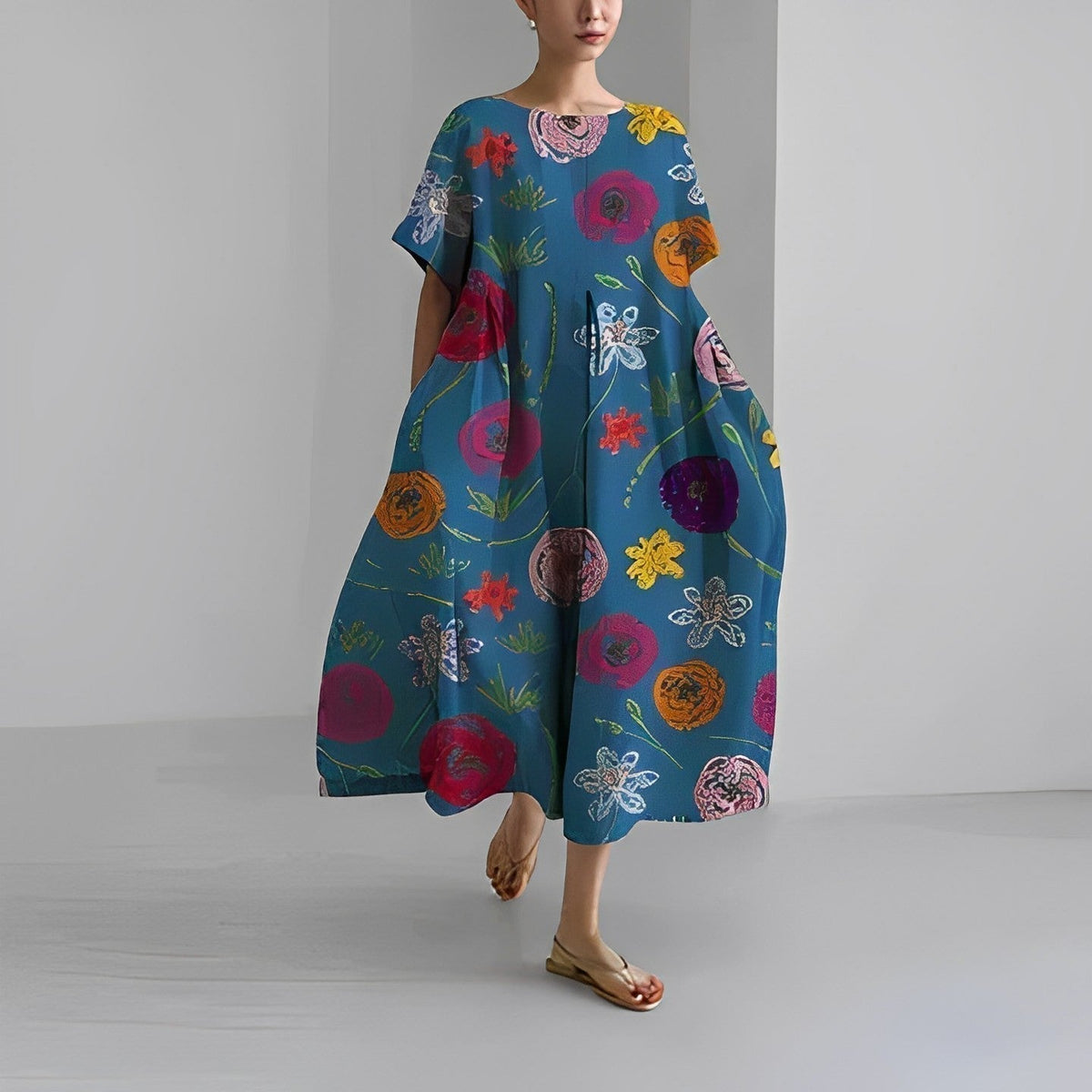 Naomi - Boho-Maxikleid mit Blumen, perfekt für den Frühling