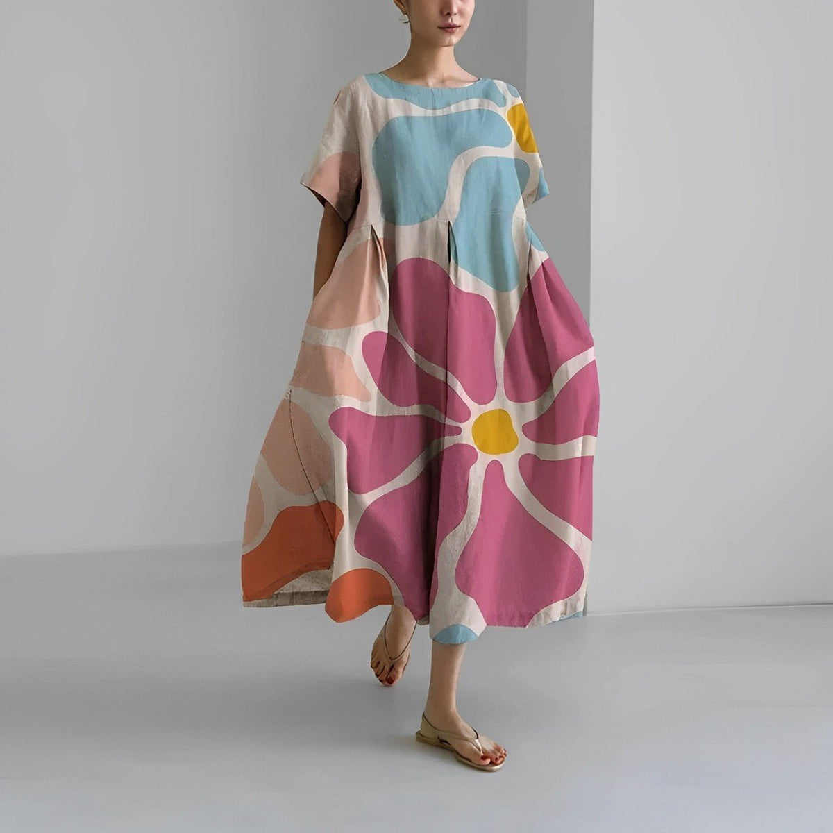 Naomi - Boho-Maxikleid mit Blumen, perfekt für den Frühling