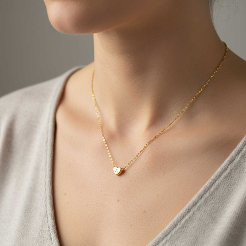 Amora – Halskette mit Herzinitialen in Goldüberzug