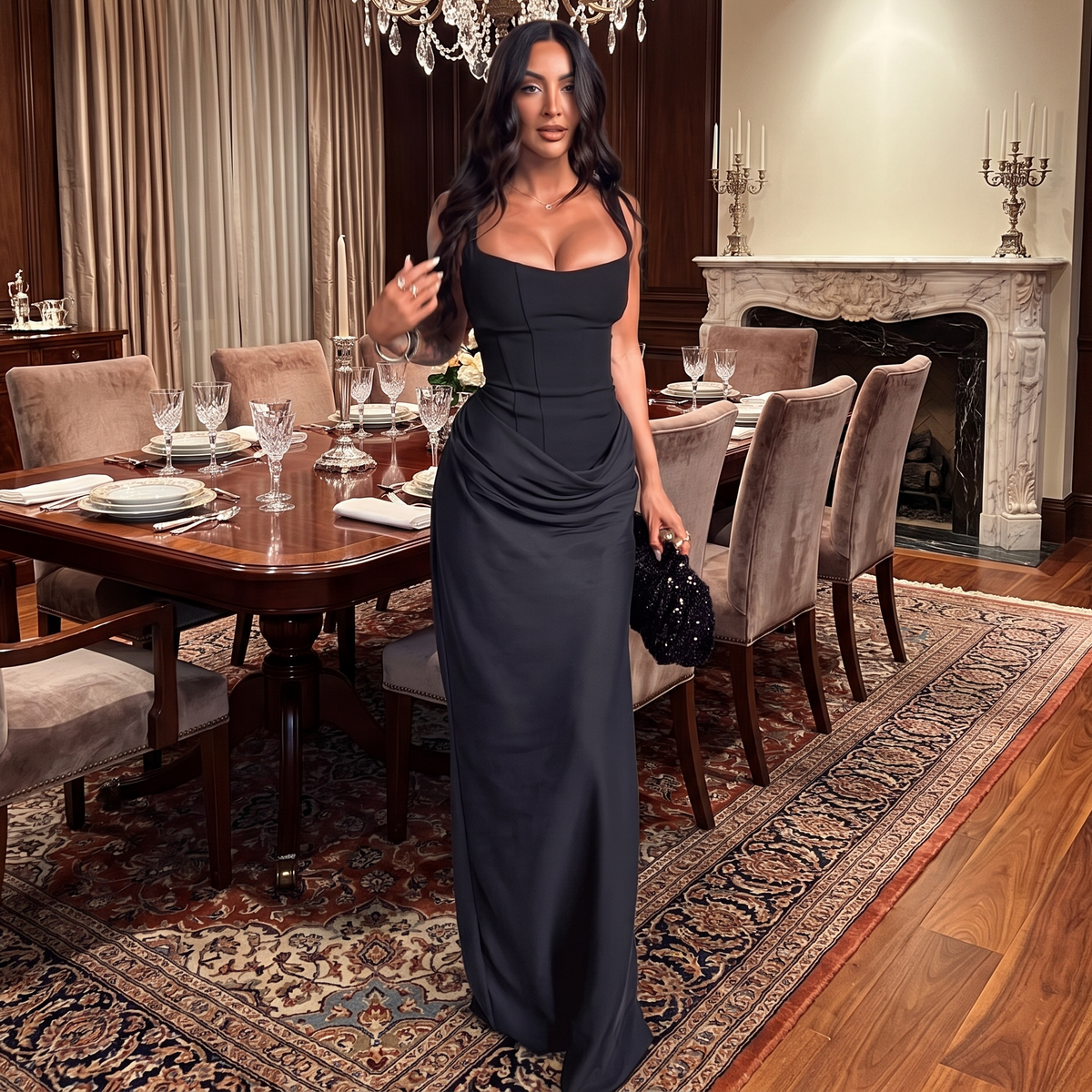 Christina - Elegantes langes Kleid ohne Ärmel