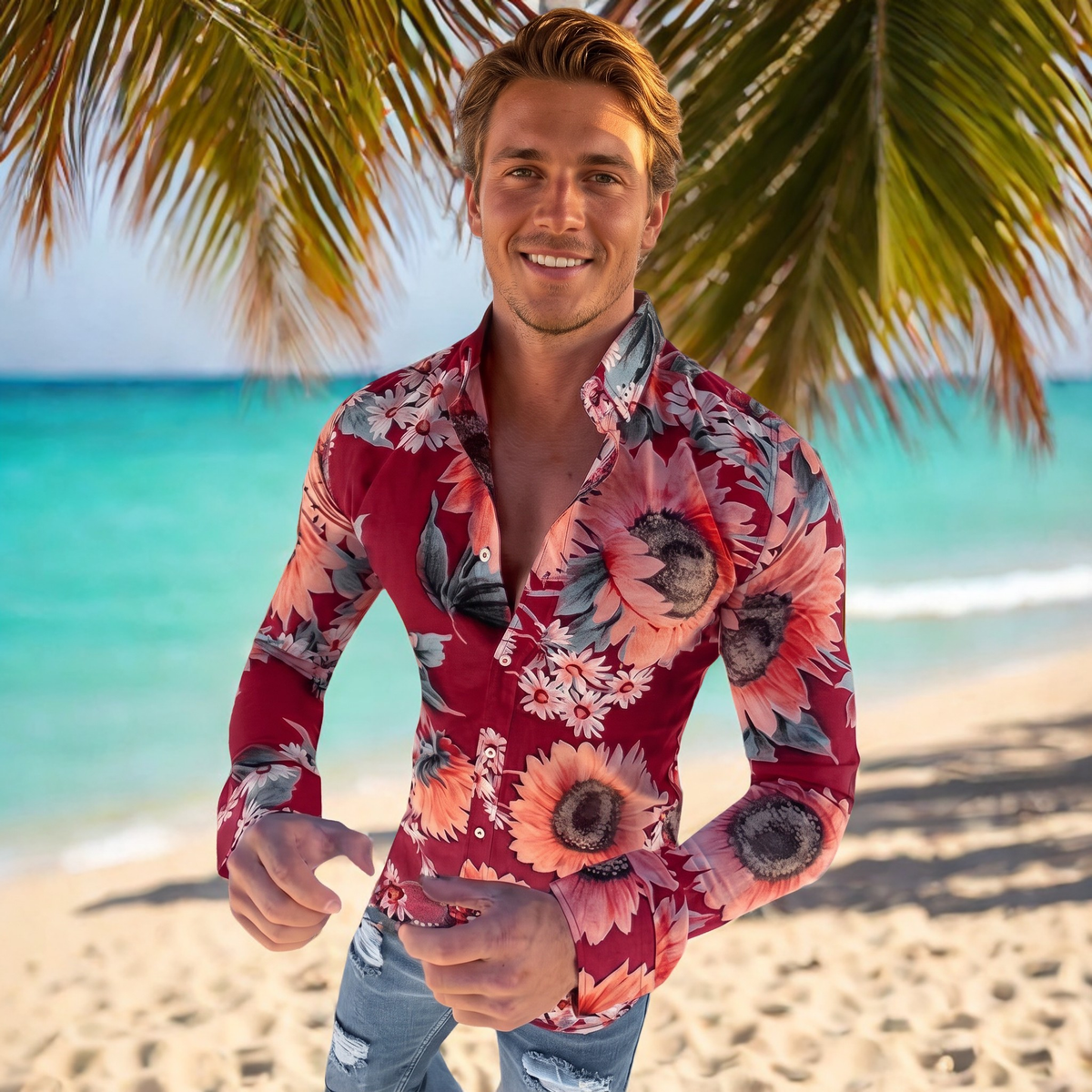 Denzel - Langarmhemd mit Blumenmuster
